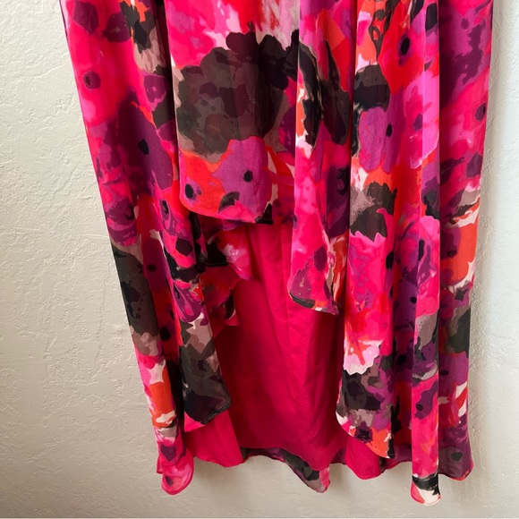 Eliza J Floral High Low Dress Red Black preppy wedding summer bohemian party - Picture 4 of 15